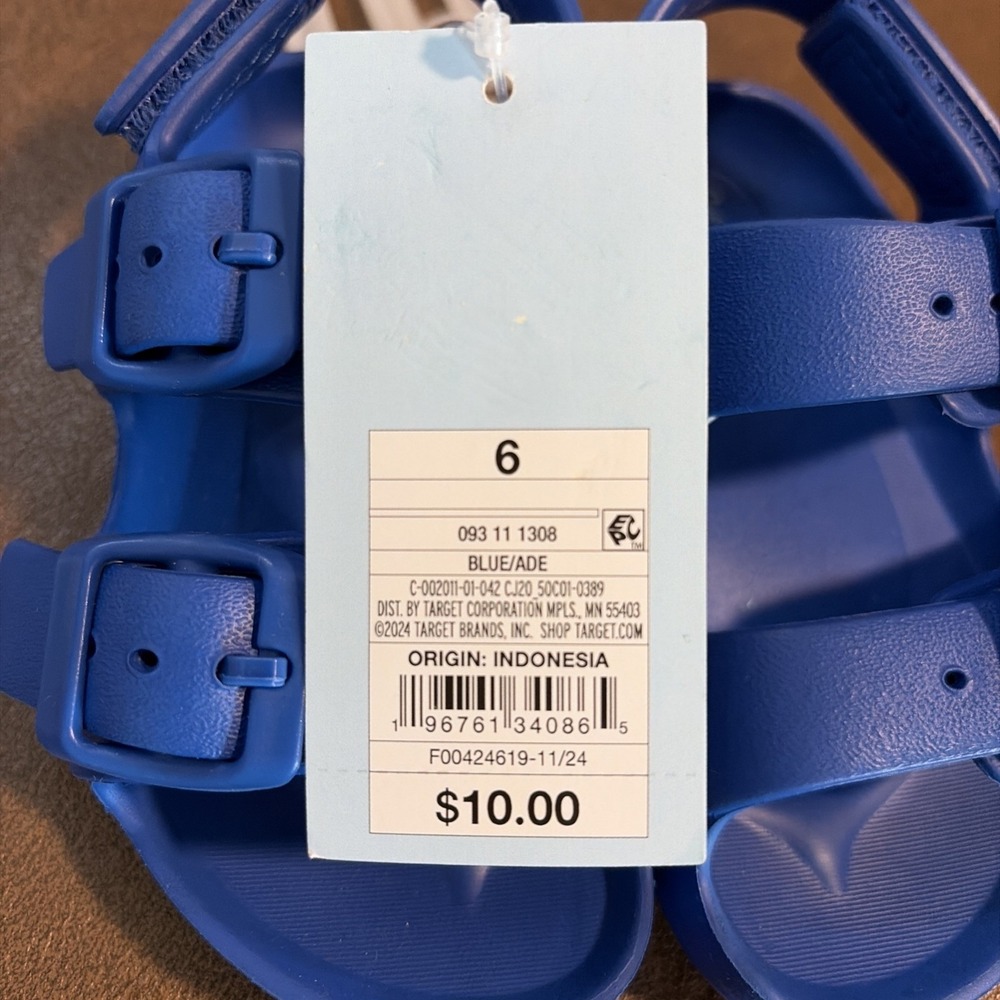 Cat & Jack Rubber Blue Sandals - Toddler Size 6 - Picture 2 of 6